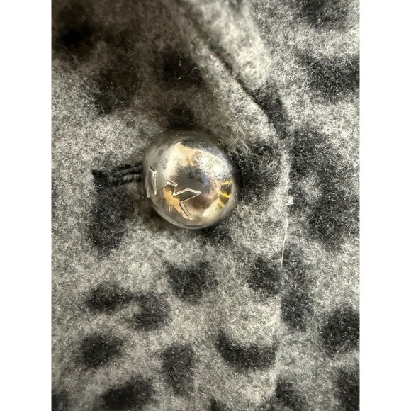 Michael Kors Leopard Print Fuzzy Coat – Size Medium Faux Wool Blazer Peacoat - Picture 8 of 8